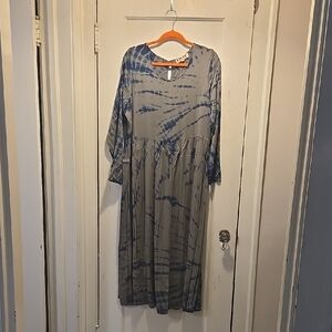 Anthropologie Blue Maxi Long Sleeve dress